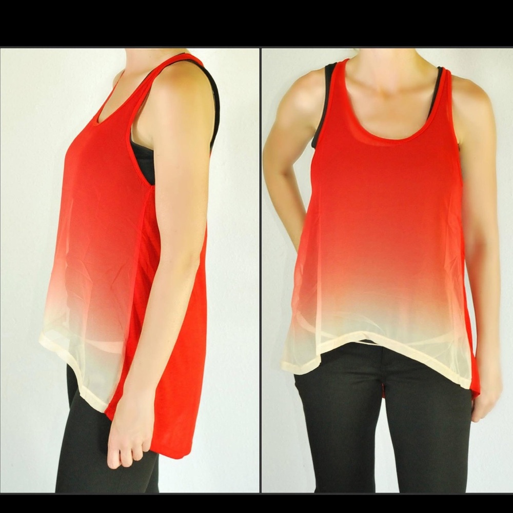 Timing Red and Cream Ombre Tank Top